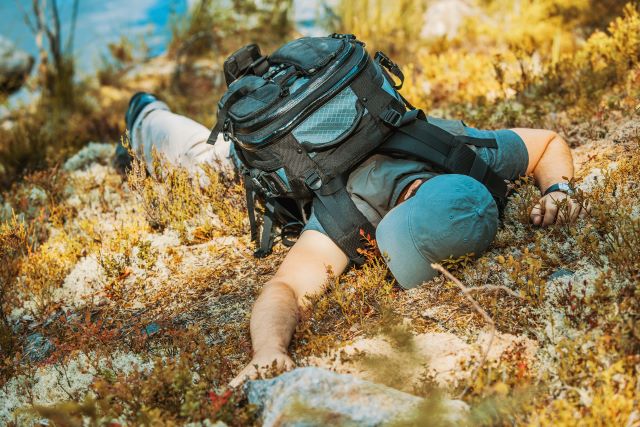 exhausted hiker on PCT